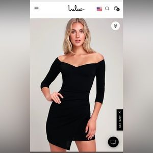 NWT Lulu’s Baby Be Mine Black Off-the-Shoulder Bodycon Dress